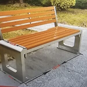 Ghế công viên có tựa mẫu 2 Chân ô vuông, thân inox 304, nan gỗ nhựa .Kích thước :200*40*80 cm