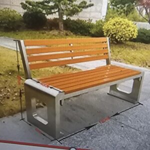 Ghế công viên có tựa mẫu 2 Chân ô vuông, thân inox 304, nan gỗ nhựa .Kích thước :180*40*80 cm