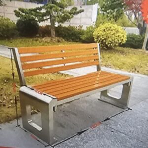 Ghế công viên có tựa mẫu 2 Chân ô vuông, thân inox 304, nan gỗ nhựa .Kích thước :100*40*80 cm