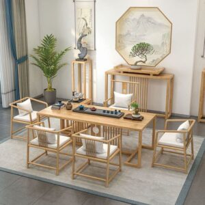 Bàn trà gia đình gỗ chắc chắn Trung Quốc mới Bàn trà và ghế gỗ tần bì Bàn trà văn phòng phòng trà bàn cà phê