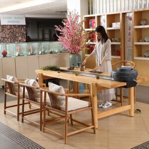 Bàn trà Đơn giản hiện đại gỗ đặc chạy nước bàn ghế phòng trà văn phòng can nuôi cá phong cảnh Bàn trà khúc gỗ