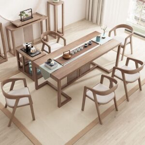 Bàn trà phong cách Trung Quốc mới Bàn trà gỗ chắc chắn bàn ghế tối giản hiện đại Nội thất phòng trà gia đình Kung Fu Bàn trà sáng tạo