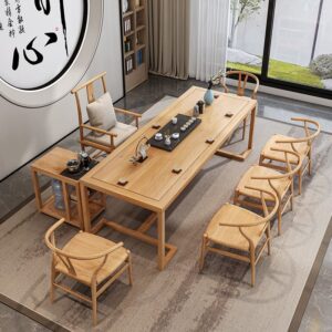 Bàn trà kiểu Trung Quốc mới trọn bộ kiểu Nhật Bàn trà gỗ nguyên khối bàn ghế đơn giản tại nhà văn phòng Bàn trà Kung Fu