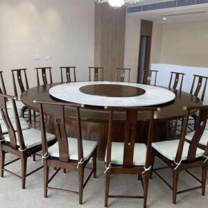 Bàn ăn nội thất Phật Sơn Lecong phong cách Trung Quốc mới 20 người xoay bàn ăn tròn lớn câu lạc bộ hộp khách sạn bàn ăn điện