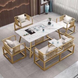 Bàn trà và ghế sang trọng nhẹ Bộ Bàn trà một bộ Bàn trà văn phòng hiện đại đơn giản kiểu Trung Quốc mới