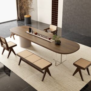 Bàn trà phong cách wabi-sabi hiện đại bàn ghế văn phòng gỗ đặc Bàn trà bảng lớn bàn nhà Bàn trà gỗ kiểu Trung Quốc mới