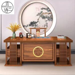 Bàn trà gỗ đặc phong cách Trung Quốc mới và ghế gỗ hồng mộc 1.8_2.0_2.2 mét Bàn trà Kung Fu Bàn trà gỗ gụ