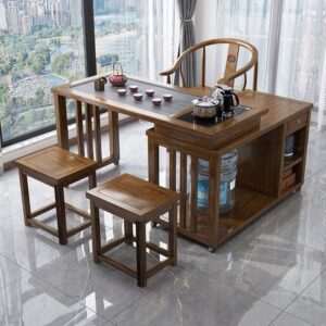Bàn trà gỗ xoay ban công nhà di động Bàn trà nhỏ uống trà bàn ghế Bàn trà nhỏ ấm đun nước