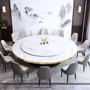 Sang trọng nhẹ đá phiến bàn tròn lớn 15 người 20 người câu lạc bộ khách sạn  tích hợp lẩu bàn đá phiến Bàn ăn bàn tròn