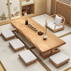 Bàn cà phê trải chiếu tatami kiểu Nhật gỗ đặc Bàn trà thiền cửa sổ bay Bàn trà ngồi kiểu Trung Quốc mới Bàn trà thấp nhiều người