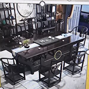 Bàn tràn gỗ du 2m màu đen. (BÀN : 200*78*73 GHẾ CHỦ : 60*48*108 - N45 GHẾ KHÁCH : 58*48*88 - N45)