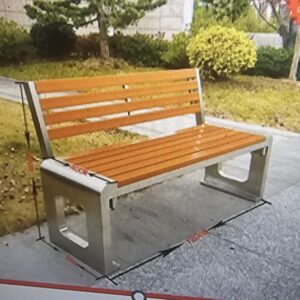 Ghế công viên có tựa mẫu 2 Chân ô vuông, thân inox 201, nan gỗ nhựa .Kích thước :200*40*80 cm