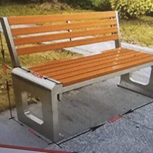 Ghế công viên có tựa mẫu 2 Chân ô vuông, thân inox 201, nan gỗ nhựa .Kích thước :220*40*80 cm