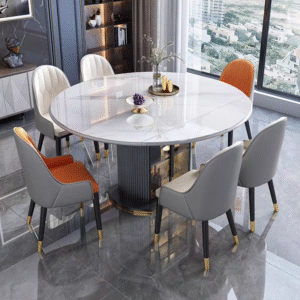 Bàn ăn và ghế đá sang trọng nhẹ kết hợp tối giản hiện đại bàn tròn biến đổi gấp hộ gia đình căn hộ nhỏ bếp từ cao cấp